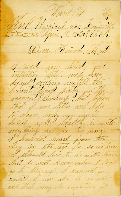 Unknown Letter : April 22, 1863