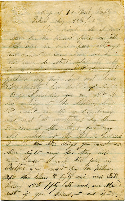Benjamin F. Marsh Letter : August 29, 1862
