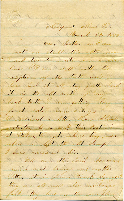 Benjamin F. Marsh Letter : March 5, 1863