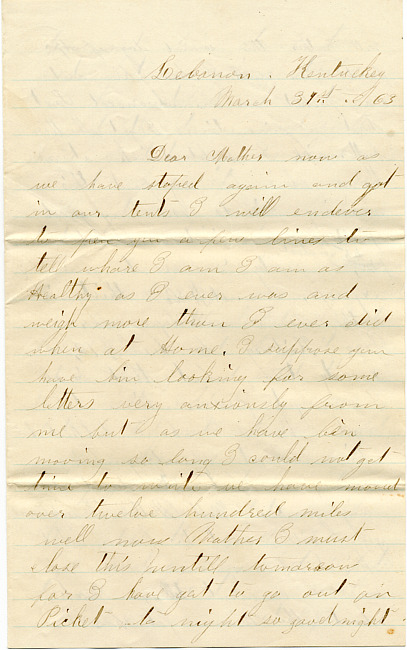 Benjamin F. Marsh Letter : March 31 & April 2, 1863