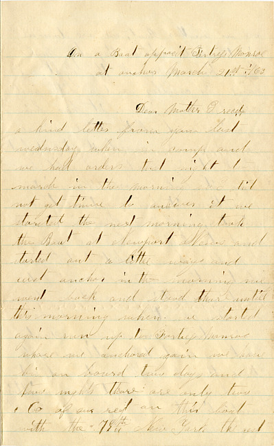 Benjamin F. Marsh Letter : March 21, 1863
