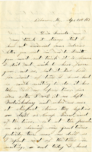 Benjamin F. Marsh Letter : April 12, 1863