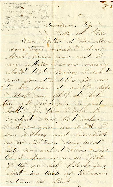 Benjamin F. Marsh Letter : April 18, 1863