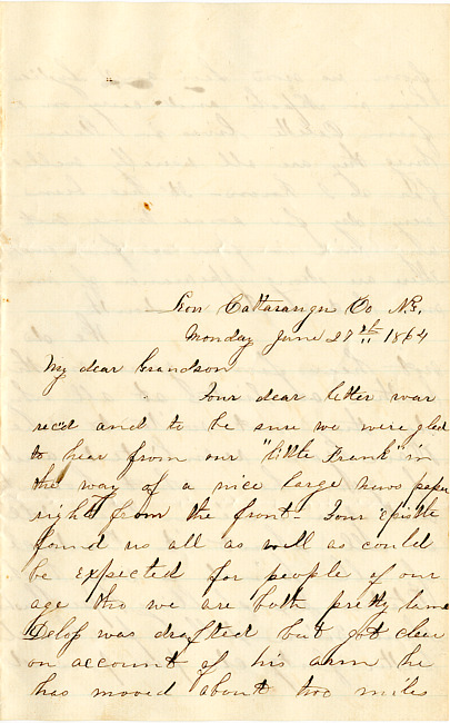 Benjamin F. Marsh Letter : June 27, 1864