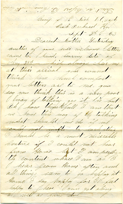 Benjamin F. Marsh Letter : September 3, 1863