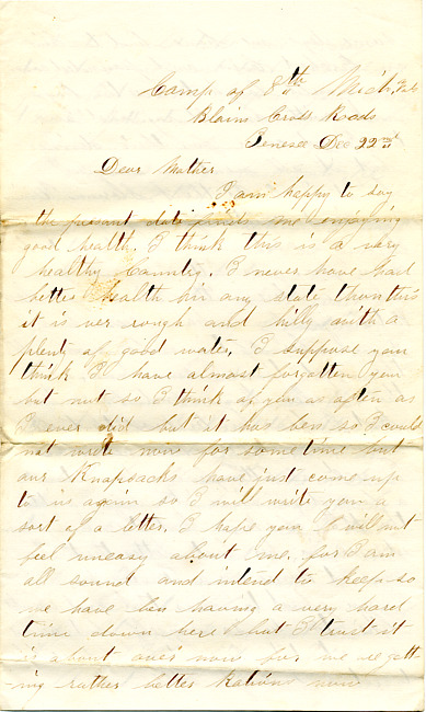 Benjamin F. Marsh Letter : December 22, 1863