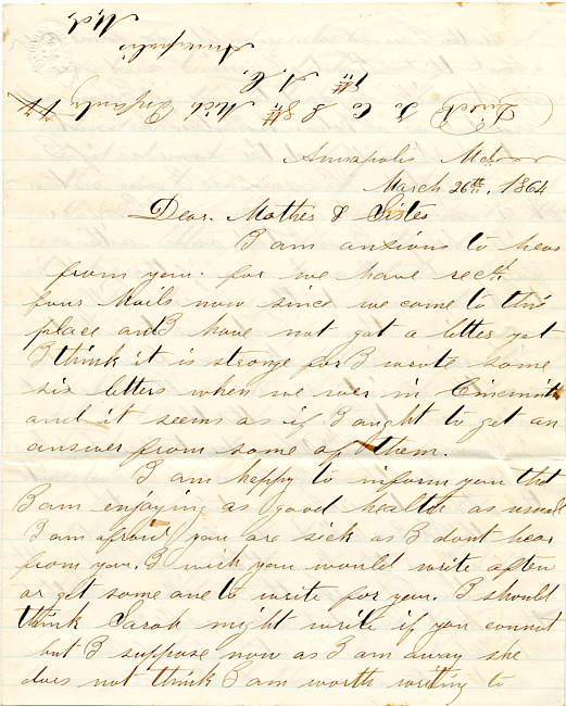 Benjamin F. Marsh Letter : March 26, 1864
