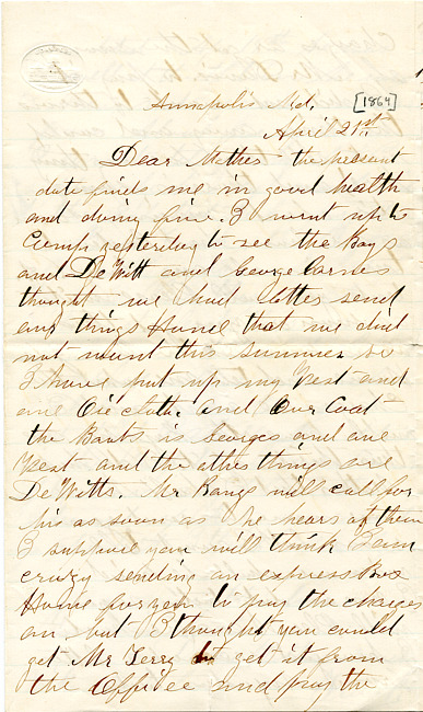Benjamin F. Marsh Letter : April 21, 1864