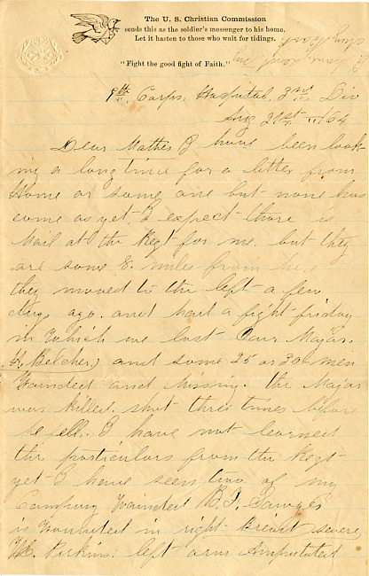 Benjamin F. Marsh Letter : August 21, 1864