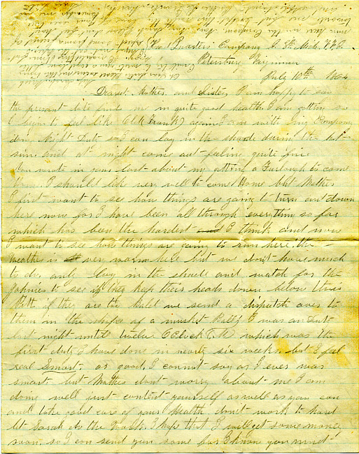 Benjamin F. Marsh Letter : July 10, 1864