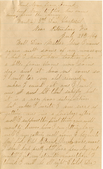 Benjamin F. Marsh Letter : July 29, 1864