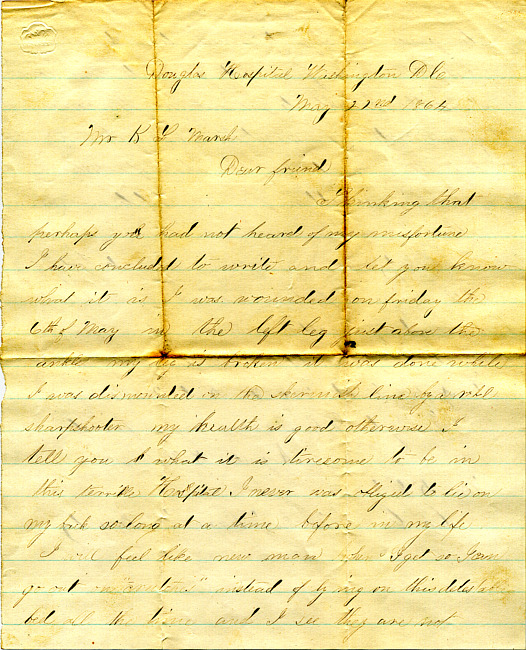 Benjamin F. Marsh Letter : May 22, 1864