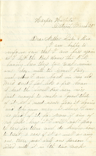 Benjamin F. Marsh Letter : March 20, 1865