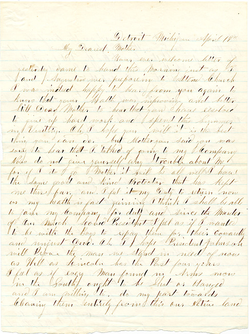 Benjamin F. Marsh Letter : April 19, 1865