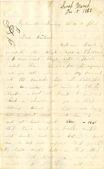 Benjamin F. Marsh Letter : January 18, 1863