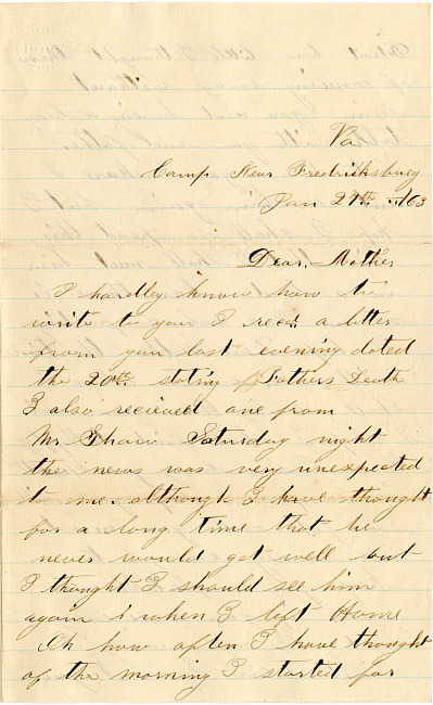 Benjamin F. Marsh Letter : January 27, 1863