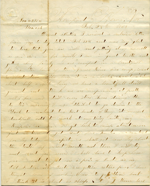 Benjamin F. Marsh Letter : February 28, 1863