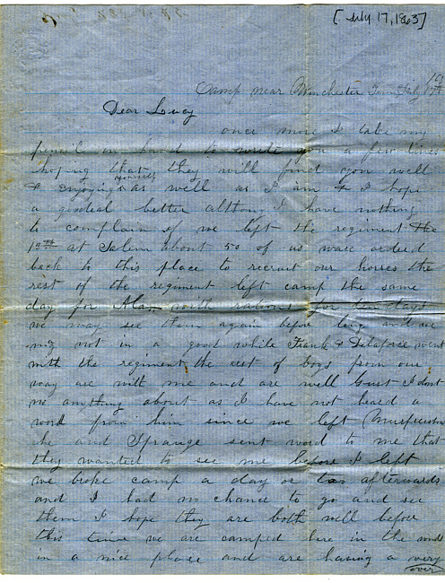 Othniel Gooding Letter : July 17, 1863