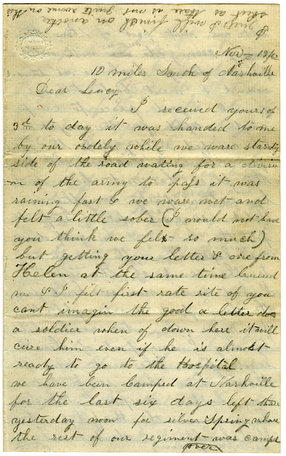 Othniel Gooding Letter : November 19, 1862