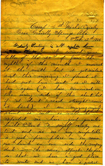 Othniel Gooding Letter : February 12, 1865