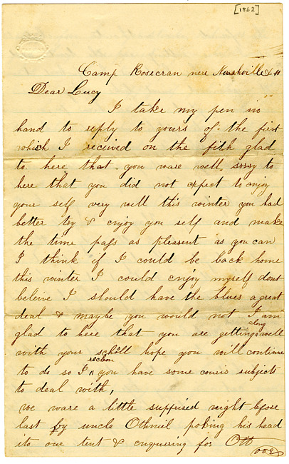 Othniel Gooding Letter : no date, 1862
