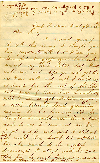 Othniel Gooding Letter : December 22, 1862