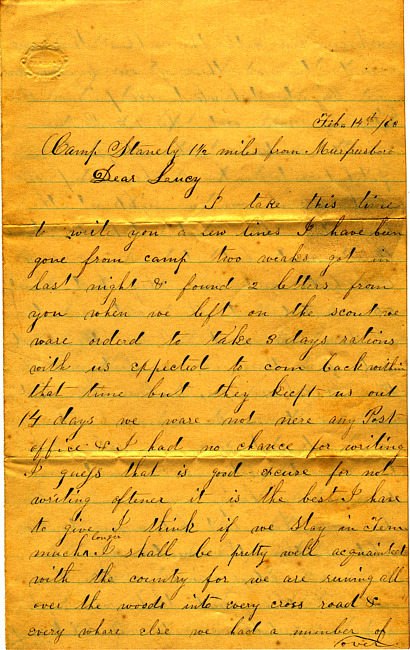 Othniel Gooding Letter : February 14, 1863