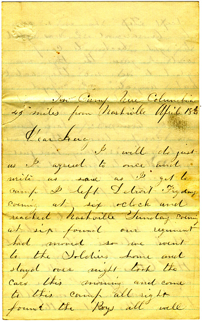 Othniel Gooding Letter : April 18, 1863