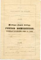 Michigan Female College Junior Exhibition Program