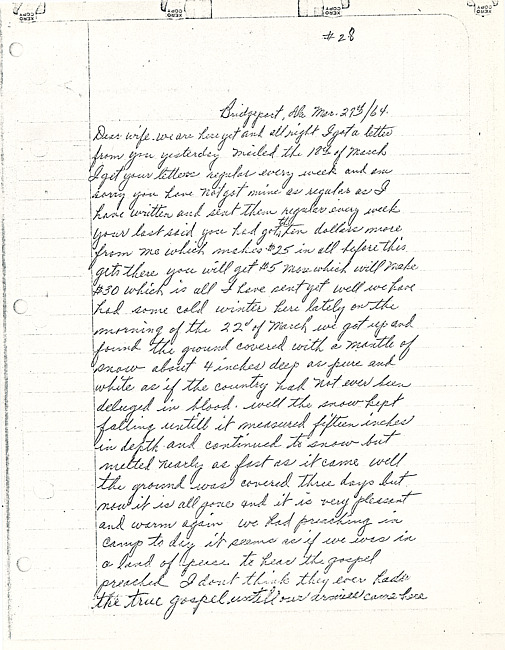 Simeon A. Howe Letter : March 27, 1864