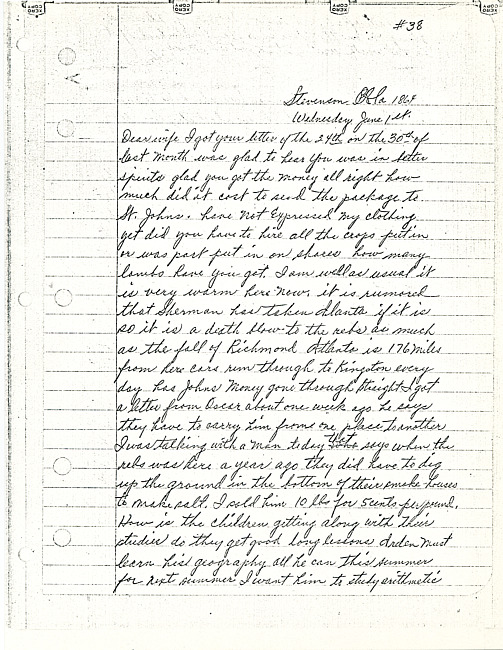 Simeon A. Howe Letter : June 1, 1864