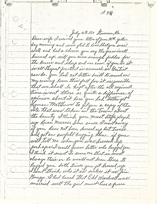 Simeon A. Howe Letter : July 10, 1864