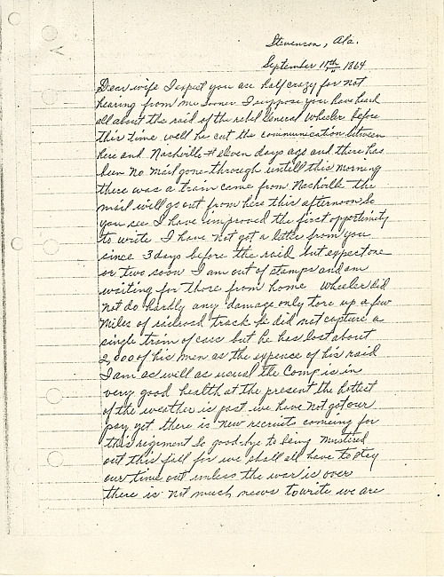 Simeon A. Howe Letter : September 11, 1864
