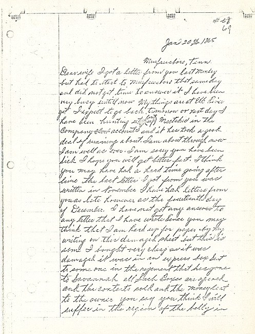 Simeon A. Howe Letters : January 20, 1865