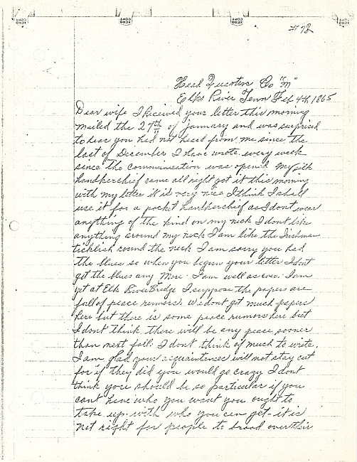 Simeon A. Howe Letters : February 4, 1865