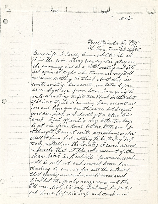 Simeon A. Howe Letters : February 15, 1865