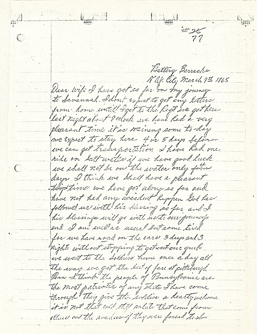 Simeon A. Howe Letter : March 9, 1865