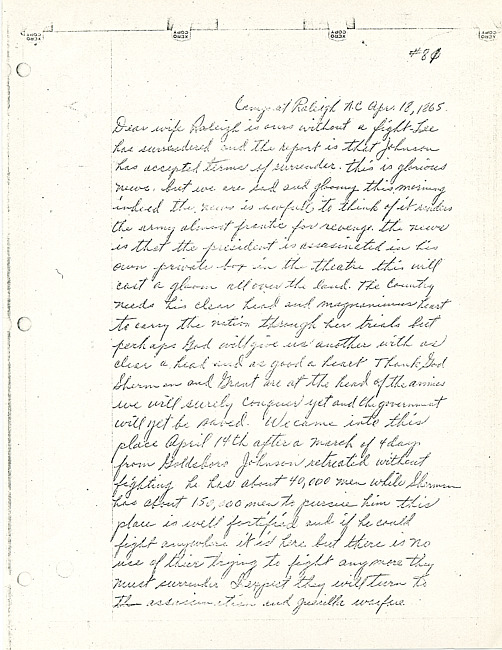 Simeon A. Howe Letter : April 18, 1865