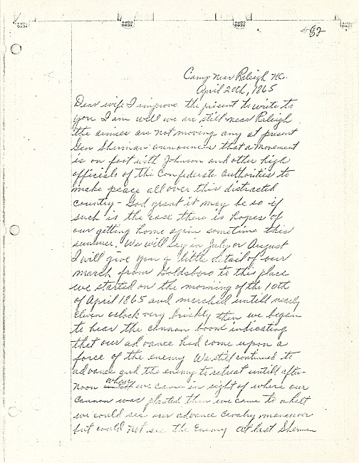Simeon A. Howe Letter : April 20, 1865