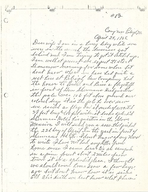 Simeon A. Howe Letter : April 25, 1865