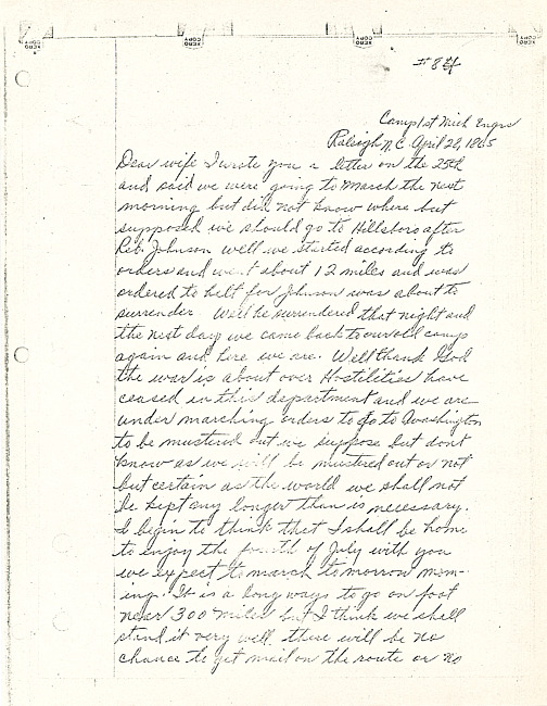 Simeon A. Howe Letter : April 28, 1865