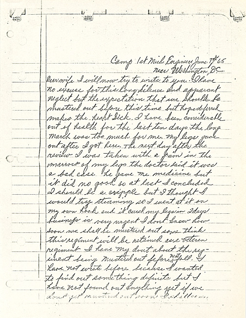 Simeon A. Howe Letter : June 7, 1865