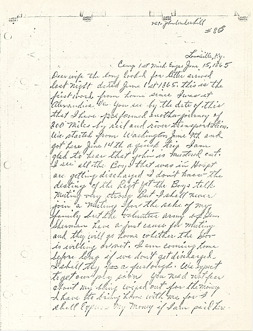 Simeon A. Howe Letter : June 15, 1865