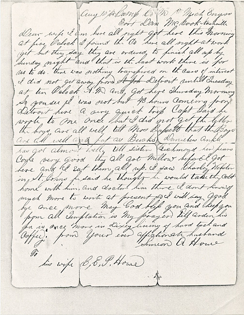 Simeon A. Howe Letter : August 10, 1865