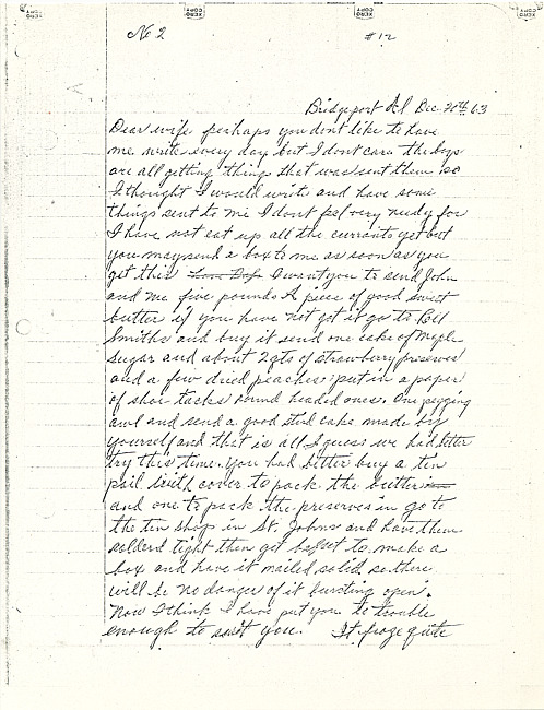 Simeon A. Howe Letter : December 20, 1863