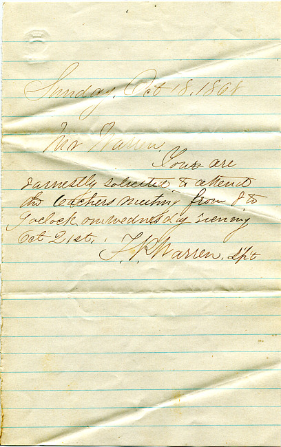 Warren Letter : October 18, 1868