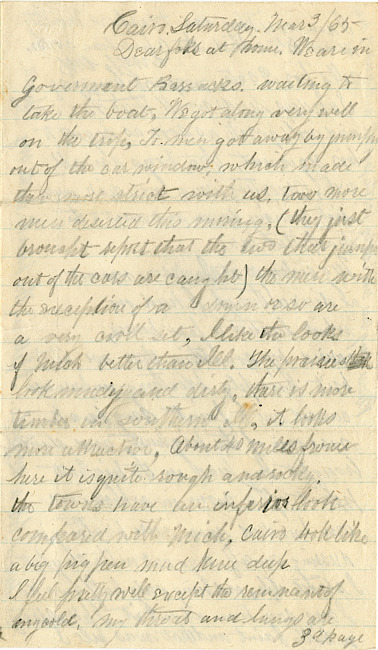 Warren Letter : March 3, 1865