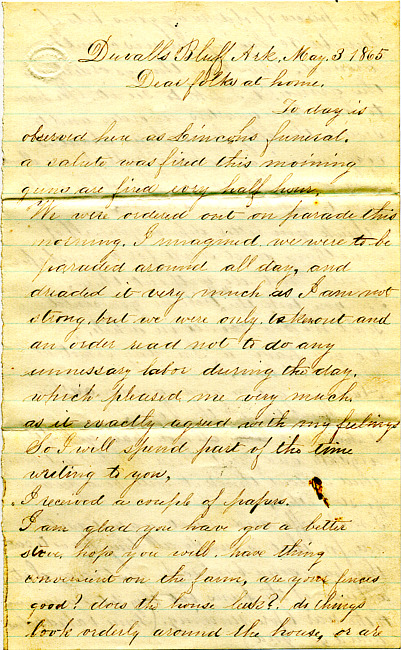 Warren Letter : May 3, 1865