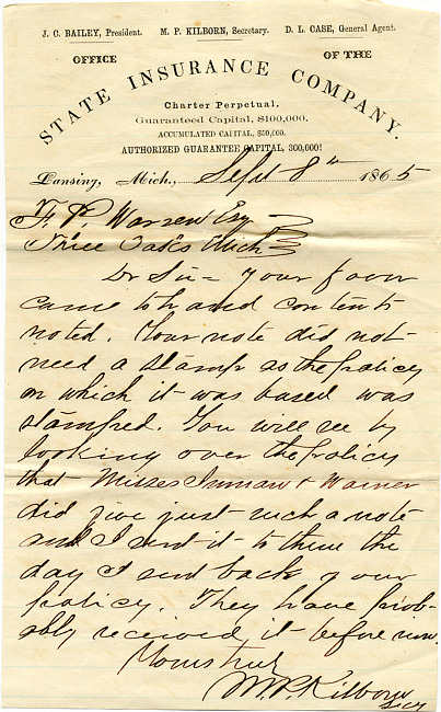 Warren Letter : September 8, 1865