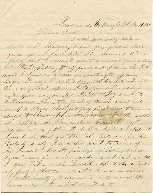 Warren Letter : December 11, 1865